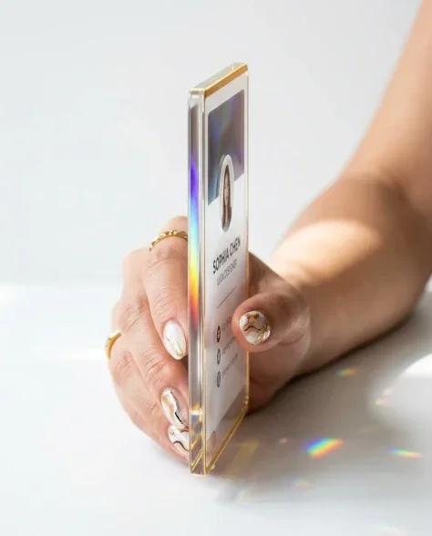 Transparent Acrylic Social Profile Card in Hand 2