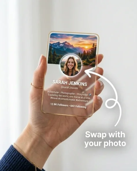 Transparent Acrylic Social Profile Card in Hand 3