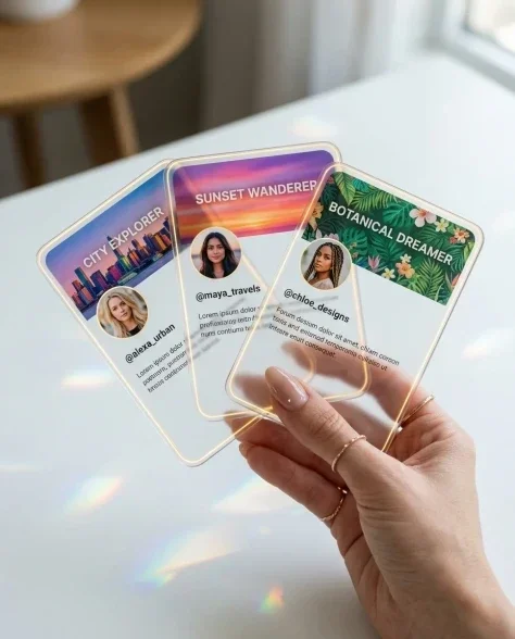 Transparent Acrylic Social Profile Card in Hand 4