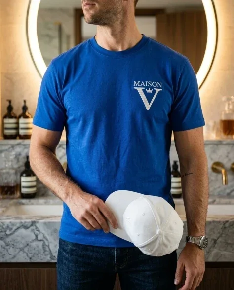 Luxury Bathroom Lifestyle Portrait with Designer Tee 4
