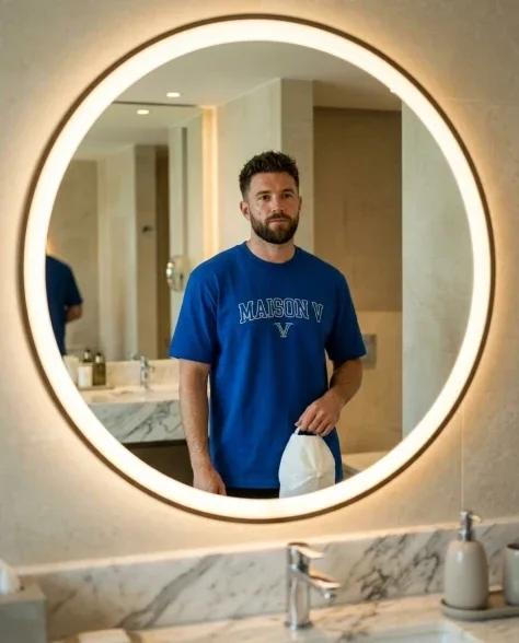 Luxury Bathroom Lifestyle Portrait with Designer Tee 6