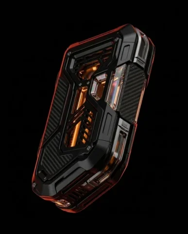 Noir Techcore Product Photography in Void 2 — Nano Banana AI Prompt: Hyper-realistic industrial product photography in a noir techcore aesthetic. The...