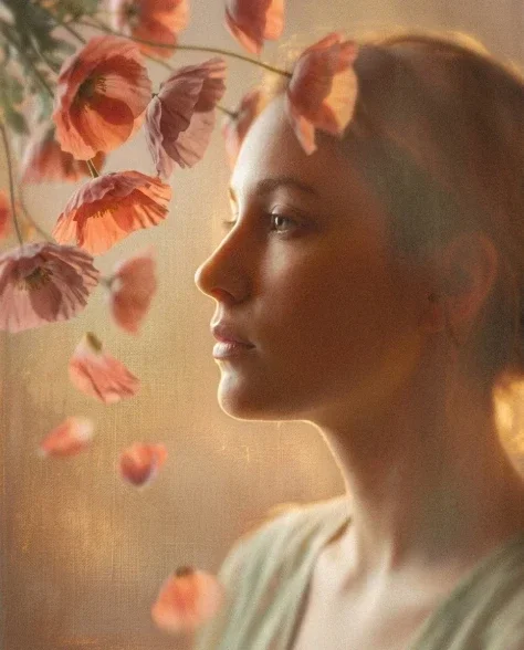 Soft Artistic Portrait with Flowers and Dreamy Blur 2