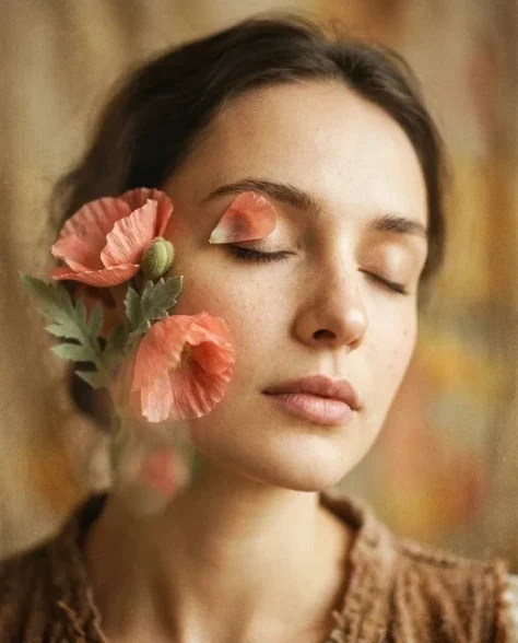 Soft Artistic Portrait with Flowers and Dreamy Blur 3