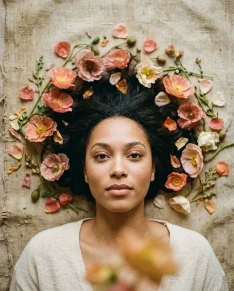 Soft Artistic Portrait with Flowers and Dreamy Blur 5