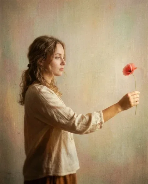 Soft Artistic Portrait with Flowers and Dreamy Blur 7