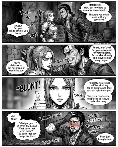 Four-Panel Manga Fantasy Alleyway Encounter 1
