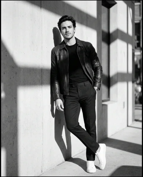High-Contrast Black and White Cinematic Portrait 1