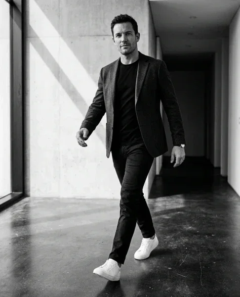 High-Contrast Black and White Cinematic Portrait 2