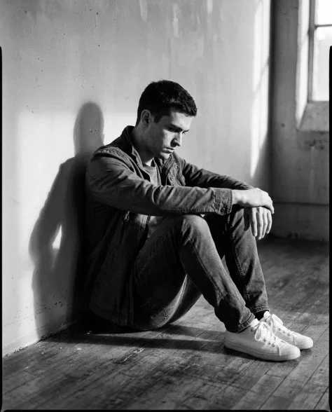 High-Contrast Black and White Cinematic Portrait 3