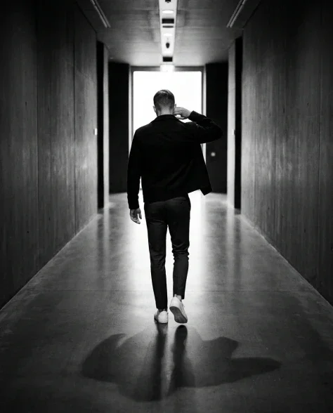 High-Contrast Black and White Cinematic Portrait 7