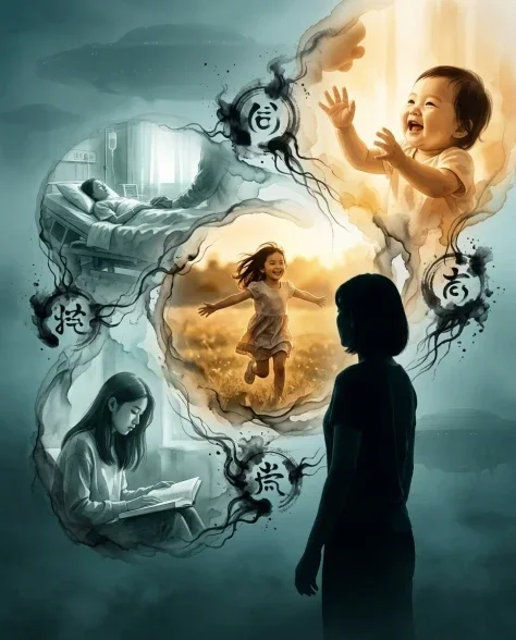 Ink Wash Sci-Fi Film Poster with Non-Linear Time 3