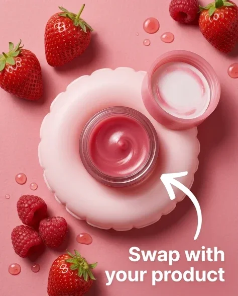 Minimalist Berry Lip Mask Cosmetic Product Photography 3