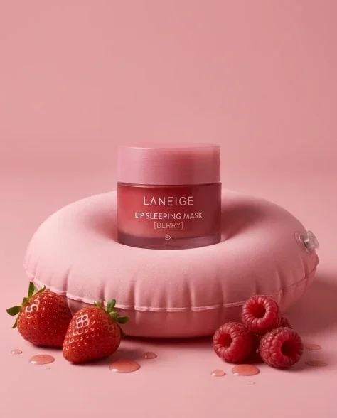 Minimalist Berry Lip Mask Cosmetic Product Photography 6