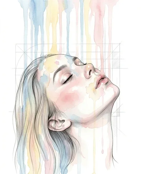 Illustrative Realism Portrait with Watercolor and Ink 5