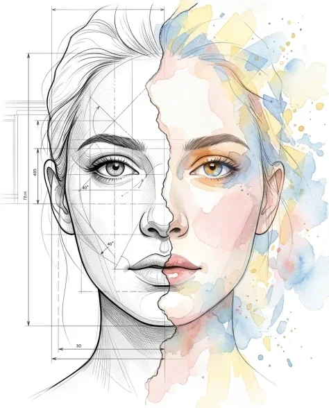Illustrative Realism Portrait with Watercolor and Ink 6