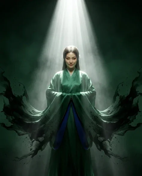 Surreal Oriental Ink Wash Portrait with Volumetric Light 2
