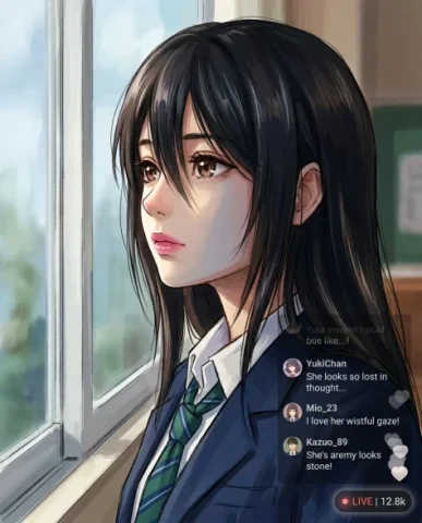 Anime Idol Selfie with Social Media UI Overlay 4 — Nano Banana AI Prompt: Smooth anime-styled rendering with sharp details on the eyes and hair. No UI ele...