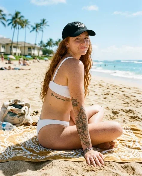 Candid Beach Portrait with Tattoos and Accessories 1