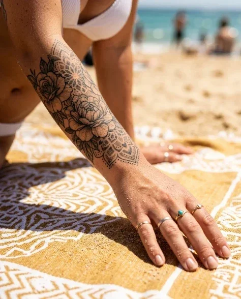 Candid Beach Portrait with Tattoos and Accessories 3