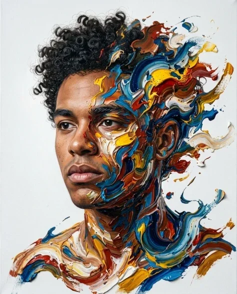 Hyper-Realistic Abstract Oil Portrait of a Young Man 1