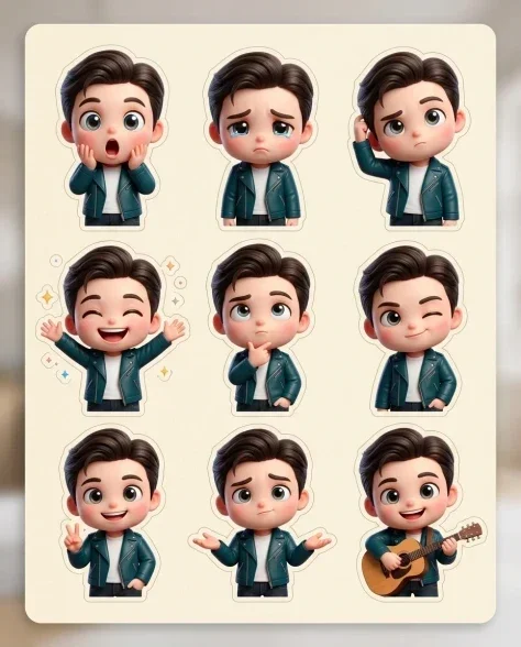 Ultra-Realistic 3D Chibi Sticker Set 1