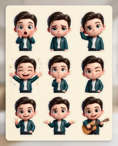 Ultra-Realistic 3D Chibi Sticker Set 1 — Nano Banana AI Prompt: An ultra-realistic 3D chibi sticker set rendered in premium animated studio styl...