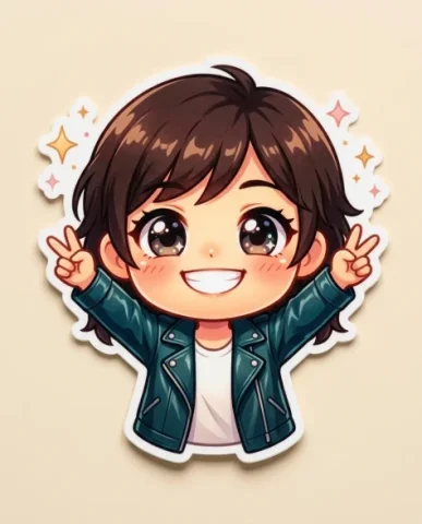 Ultra-Realistic 3D Chibi Sticker Set 2 — Nano Banana AI Prompt: Smooth fair skin with warm subsurface scattering. The sticker has a clean precis...