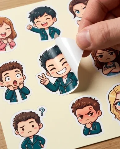 Ultra-Realistic 3D Chibi Sticker Set 6 — Nano Banana AI Prompt: The big shiny expressive eyes look slightly to one side with a knowing gleam, on...