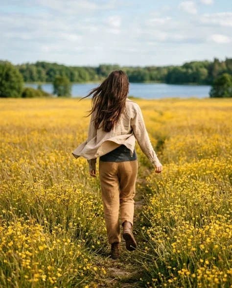 Photorealistic Portrait in Wildflower Field 3