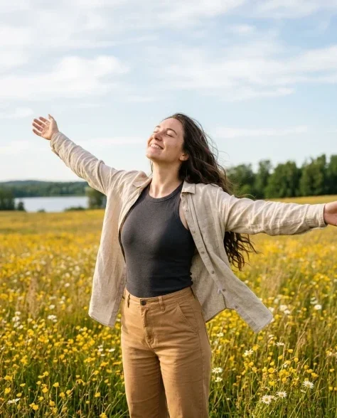 Photorealistic Portrait in Wildflower Field 5