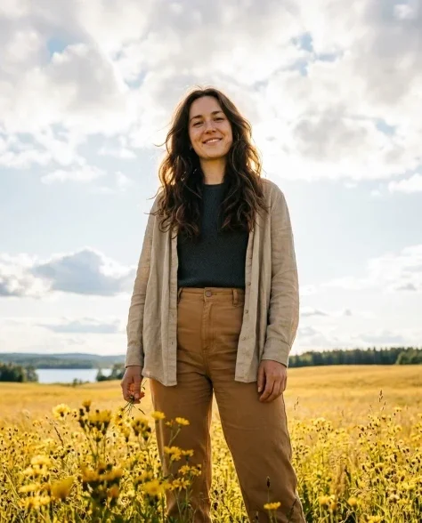 Photorealistic Portrait in Wildflower Field 6