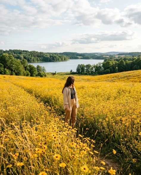Photorealistic Portrait in Wildflower Field 7
