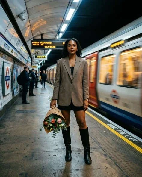Cinematic Subway Platform Portrait with Motion Blur 1