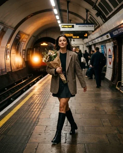 Cinematic Subway Platform Portrait with Motion Blur 2