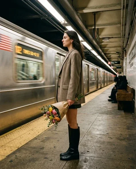 Cinematic Subway Platform Portrait with Motion Blur 5