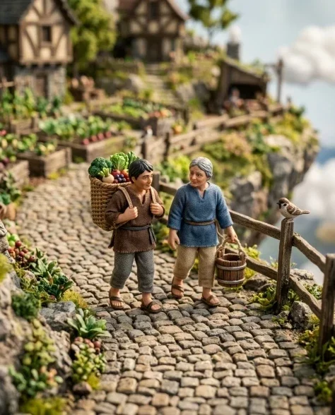 Floating Miniature Diorama of Forest Waterfall Village 5
