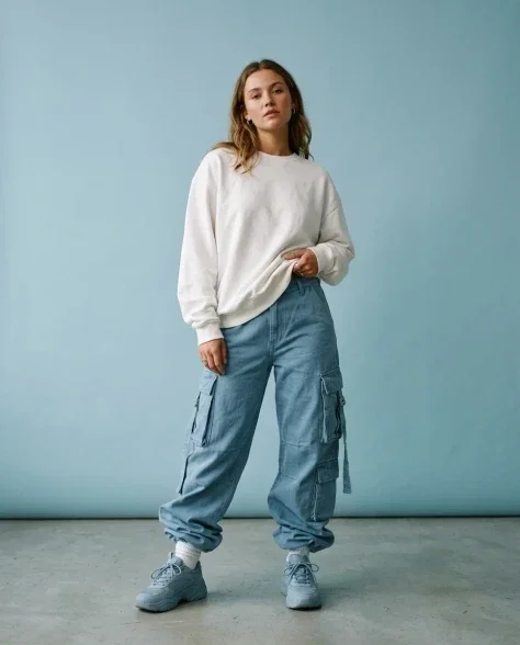 Minimalist Sky-Blue Streetwear Studio Portrait 2