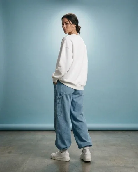 Minimalist Sky-Blue Streetwear Studio Portrait 6