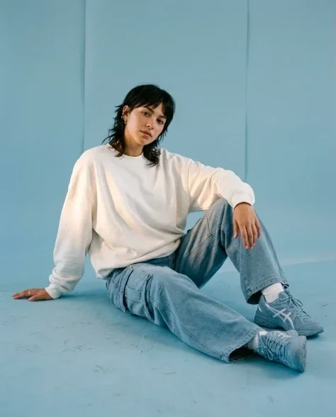 Minimalist Sky-Blue Streetwear Studio Portrait 7