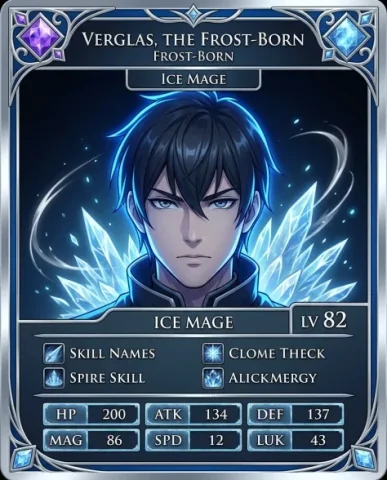 Character Card Visual from Profile Image 2 — Nano Banana AI Prompt: The same character card design but with an alternate color scheme — electric cob...