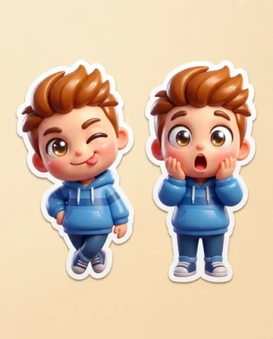 3D Animated Studio Style Avatar Sticker Sheet 3 — Nano Banana AI Prompt: One hand rests on the chin with the index finger extended along the jawline, the...