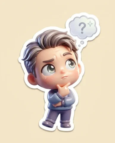3D Animated Studio Style Avatar Sticker Sheet 4 — Nano Banana AI Prompt: One sticker (the happy grin) is applied to the closed lid of a silver laptop, th...