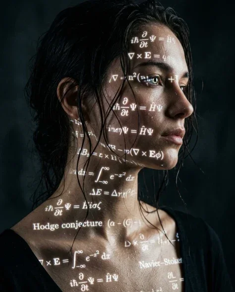 Cyberpunk Science Portrait with Projected Equations 4