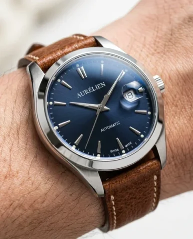 Low-Angle Fashion Campaign with Luxury Watch 2 — Nano Banana AI Prompt: Extreme close-up fashion product photograph of the luxury wristwatch filling the...