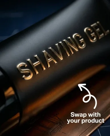 Luxury Grooming Product Photography on Copper Plates 3 — Nano Banana AI Prompt: The embossed metallic lettering is the focal point — individual letterforms rais...
