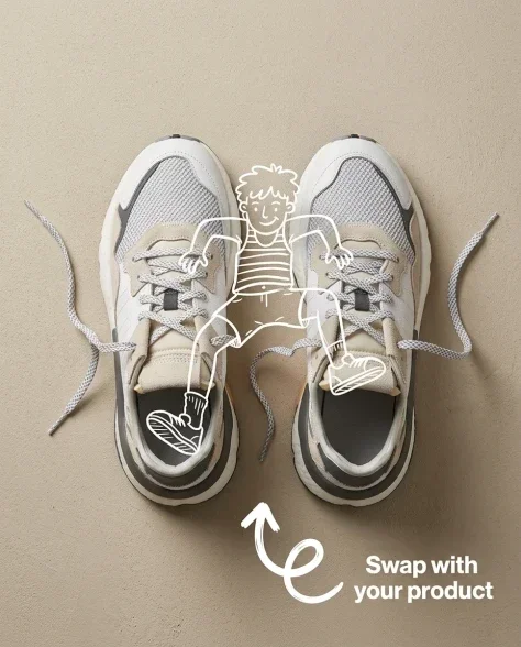 Minimalist Sneaker Product Photography with Doodle Overlay 3