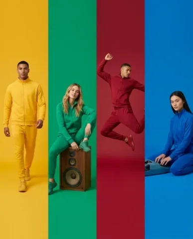 Split-Screen Color-Blocked Fashion Editorial 1 — Nano Banana AI Prompt: Minimalist fashion editorial aesthetic with bold color-block energy. Natural ski...