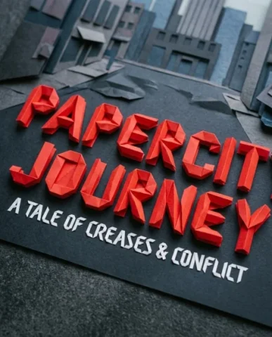 Origami Paper Craft Movie Poster Transformation 4 — Nano Banana AI Prompt: The title is constructed from bold folded paper letterforms — each letter is a t...