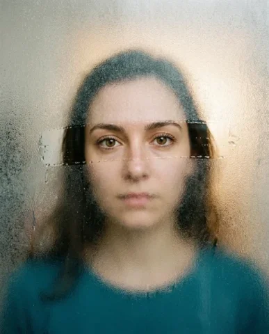 Frosted Glass Effect Transformation 1 — Nano Banana AI Prompt: The frosted glass covers the entire image with heavy diffusion — grainy micro-di...